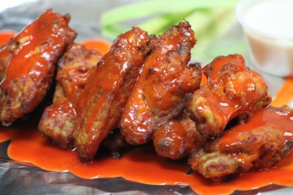 Chicken Wings · Hot or BBQ served with ranch dressing and celery.