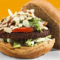 10. Quinoa Burger Special Combo · Hamburguesa de quinoa. Quinoa burger with tomatoes, lettuce, special chimichurri, Dijon must...