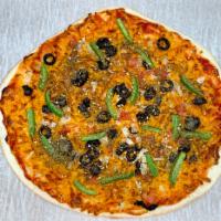 Pizza - Vegetarian · Vegetarian Pizza made with our special dough topped with Mozzarella cheese, Pepper, Olives, ...