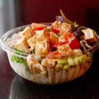Green Bowl · Organic tofu, seaweed salad, sweet onion, edamame, grape tomatoes and garlic onion dressing....