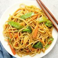 Lo Mein Noodle Stir Fry · Lo mein and assorted shredded vegetables. Comes with choice of protein.