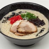 Tonkotsu Ramen · Long-simmered, rich, milky pork bone broth, ramen, charshu (pork belly), wood ear mushroom a...