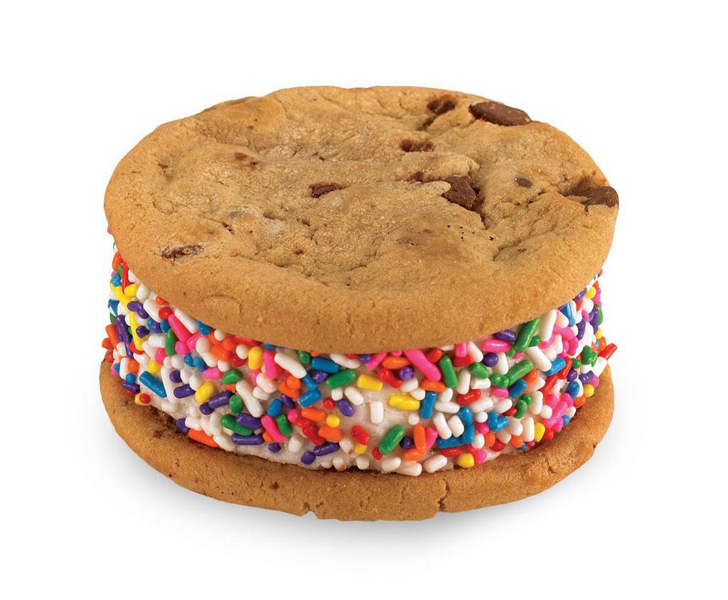 Cake Batter Sprinkle · Cake Batter Ice Cream® sandwiched by moist Chocolate Chip Cookies and rolled in Rainbow Sprinkles (4/package)