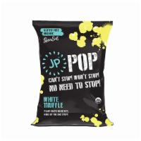 JP Pop White Truffle Popcorn (0.88 oz.) · organic non-GMO popcorn, white truffle oil, sunflower seed oil, Himalayan sea salt