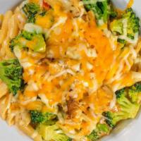 Chicken Broccoli Pasta · Penne pasta tossed in a Parmesan cream sauce with broccoli and grilled chicken breast topped...
