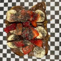 Nutella Blast · French Toast Bread with a nutella spread, strawberries & chia seeds
