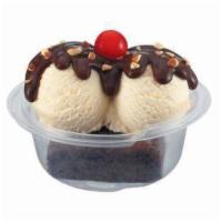 Brownie Sundae · Top off a brownie with 2 of your favorite ice cream flavors, your choice of wet topping, cho...