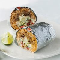 Burrito · Choice of meat or veggie, rice, cheese, cilantro and onions.