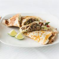 Quesadilla · Choice of meat or veggie, cheese, cilantro and onions.