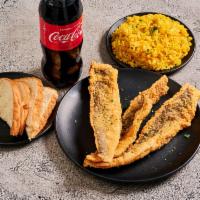 Whiting Platter · Delicious Crispy Whiting Fish served with your choice of Fries or Cajun Rice. It comes with ...