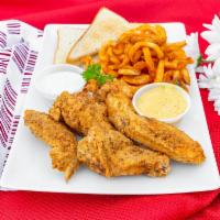 5 Piece Chicken Wings · Served with french fries, bread and drink.