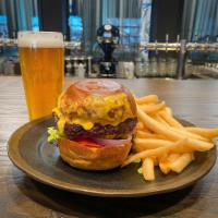 House Burger · 8 oz. dry aged beef, house-made pimento cheese, lettuce, tomato, onion. All Burgers cooked b...