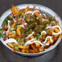Fiesta Fries  · Curly fries, cheese, sour cream, pico de gallo and jalapenos. 