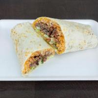 Burrito · Flour tortilla stuffed with rice, beans, mix cheese, pico de gallo, lettuce and choice of me...