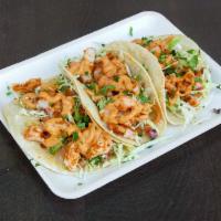 3 Shrimp Tacos · Grilled shrimps, corn tortilla, pico de gallo and cabbage mix and chipotle sauce.