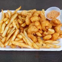 Shrimp basket with fries · Small breaded shrimp with fries