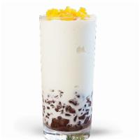 D9. Snow White Smoothie w/ Red Bean and Mango · Fresh coconut smoothie with red bean and fresh mango topping.