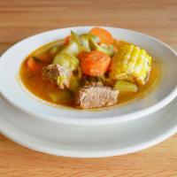 Caldo de Res · Served with beef soup. Side of rice and beans.