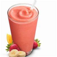 Liquid Olympian Fruit Blend · Orange juice, honey, banana, strawberries, and peaches.