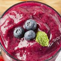 Razzle Dazzle Fruit Blend · Raspberry juice, banana, raspberries, blueberries.