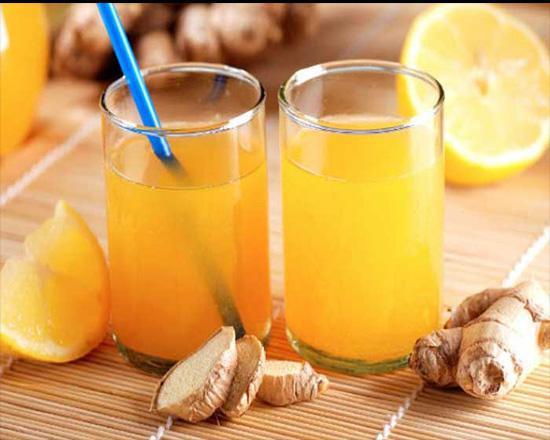 Sunrise Juice · Orange juice, apple juice, lemon, ginger.