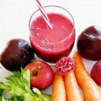 The Vivacious Juice · Apple juice, carrot, beet, celery.