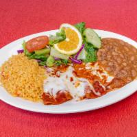Red Enchiladas · Rojas. Chicken, cheese or ground beef. Enchiladas pollo, queso o carne molida. 