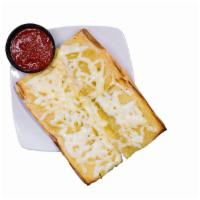 Garlic Bread · Artisan bread brushed with roasted garlic olive oil, Parmesan and mozzarella cheeses, served...