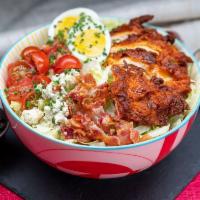 Buffalo Chicken Salad · organic romaine, boiled egg, tomato, ranch dressing with breaded free range chicken breast t...