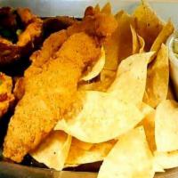 Sampler Platter Appetizer · Artichoke dip with tortillas, loaded potato skins, mozzarella sticks, chicken fingers, and j...