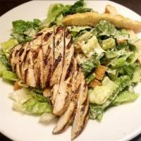 Grilled Chicken Caesar Salad  · Fresh romaine lettuce, homemade croutons, Parmesan cheese, and a grilled chicken breast.