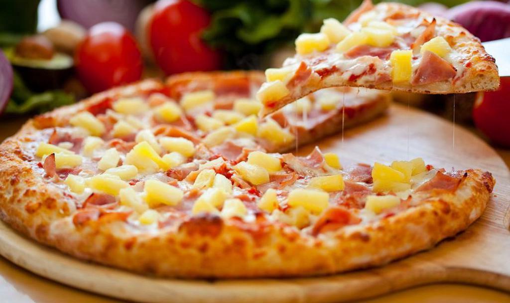 Hawaiian Pizza · Canadian bacon, pineapple, mozzarella cheese, marinara sauce.