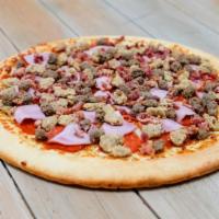 Meat Lovers Pizza · Pepperoni, ham, sausage, beef and bacon.