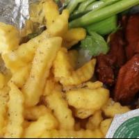 6 Piece Wings Combo · Served with fries, dressing and a drink.