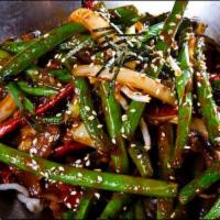 Green Beans  · Lemongrass, tamarind paste, chilis, onions, red bell peppers, shiitake.