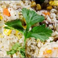 Homestyle Fried Rice · Stir-fried rice with eggs, garlic yellow onions, bell peppers, bean sprouts, shiitake, napa ...