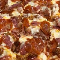 Carnivorous Cargo Pizza · Gluten free option available. A meat lover's dream. A pie piled high with pepperoni, our own...
