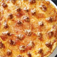 Creamy Garlic and Sausage Pizza · Gluten free option available. This tasty disc is based with our house made creamy garlic dre...