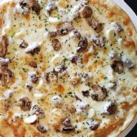 Steak de Burgo Pizza · Gluten free option available. A new twist on an old Des Moines fave. A white pizza crust bru...