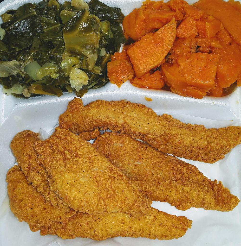 Catfish Fillet Dinner · 4 pieces of catfish filet served with two side orders