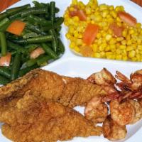 2 Fish, 8 Shrimp and 2 Sides Combo Meal · Your choice of two pieces of fish & eight medium shrimp. Choice of two side orders