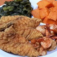 3 Fish, 9 Shrimp and 2 Sides Combo Meal · Your choice of three pieces of fish & nine medium shrimp. Choice of two side orders