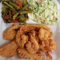 3 Fish, 5 Jumbo Shrimp and 2 Sides Combo Meal · Your choice of three pieces of fish & five jumbo shrimp. Choice of two side orders
