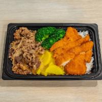 Chicken Katsu Sukiyaki Beef Combo Bento · 