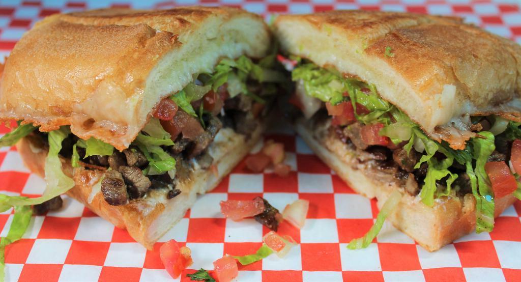 Tortas · Choice of meat, pico de gallo, lettice, cheese and mayonnaise.