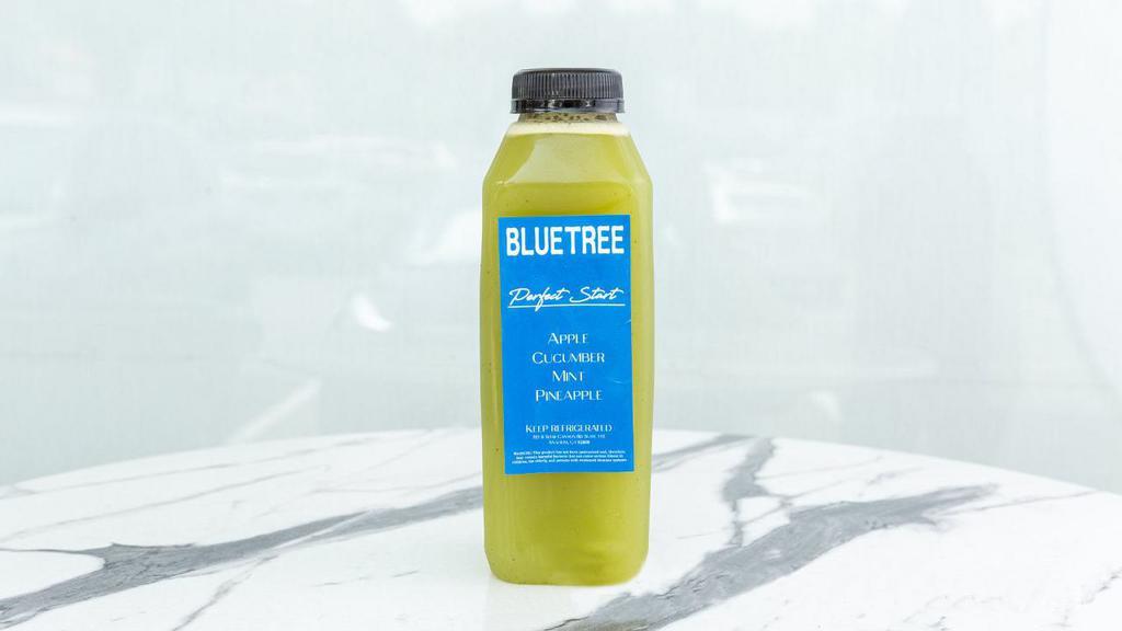 Perfect Start · Apple · Cucumber · Mint · Pineapple - A powerful ally to your immune system. Deeply hydrating and rich in antioxidants and vitamins A & C.

⚠️WARNING⚠️  
For delivery apps, sometimes our fresh-pressed juices sell out quickly. We may have to replace it with something else.
Thank you for your understanding and please enjoy all the beautiful benefits of your juice.