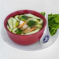 26. Vegetable tofu  Soup  · Savory liquid dish made with a variety of vegetables.
