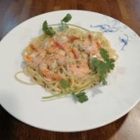 Shrimp Linguine · Ribbon pasta with shrimp.