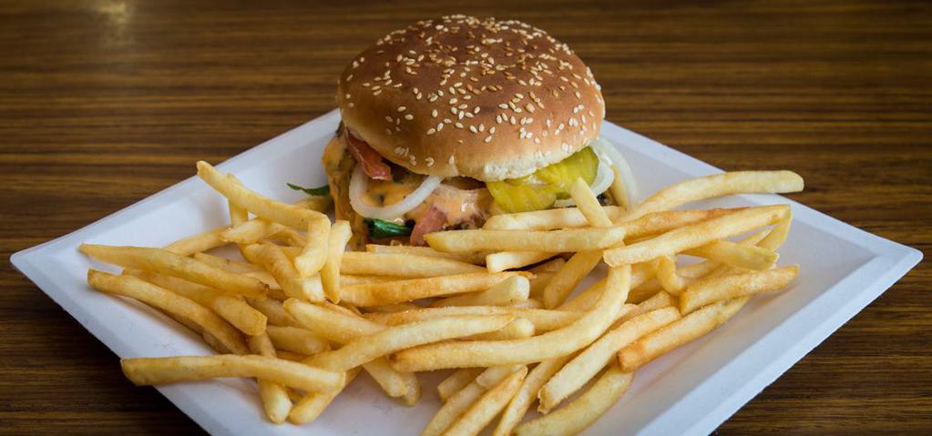 Classic Hamburger Meal · Lettuce, Thousand Island, patty, mayo, pickles, onions, tomatoes. Fries, Drink (please note drink)