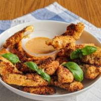 Honey Mustard Fried Chicken Tenders · Exquisite chicken temders made with all white chicken meat dipped in sweet honey mustard sau...